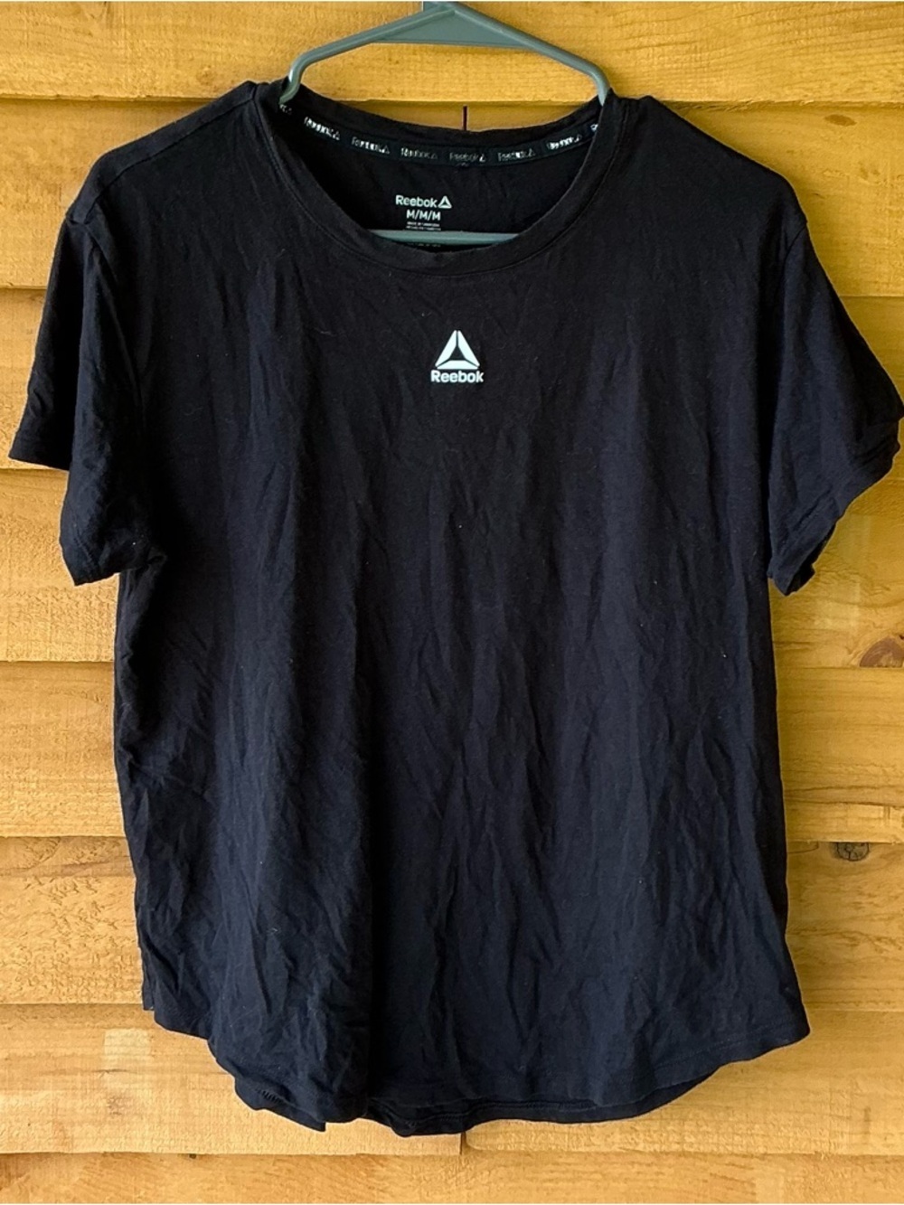 Reebok Black Tee with White Logo Print